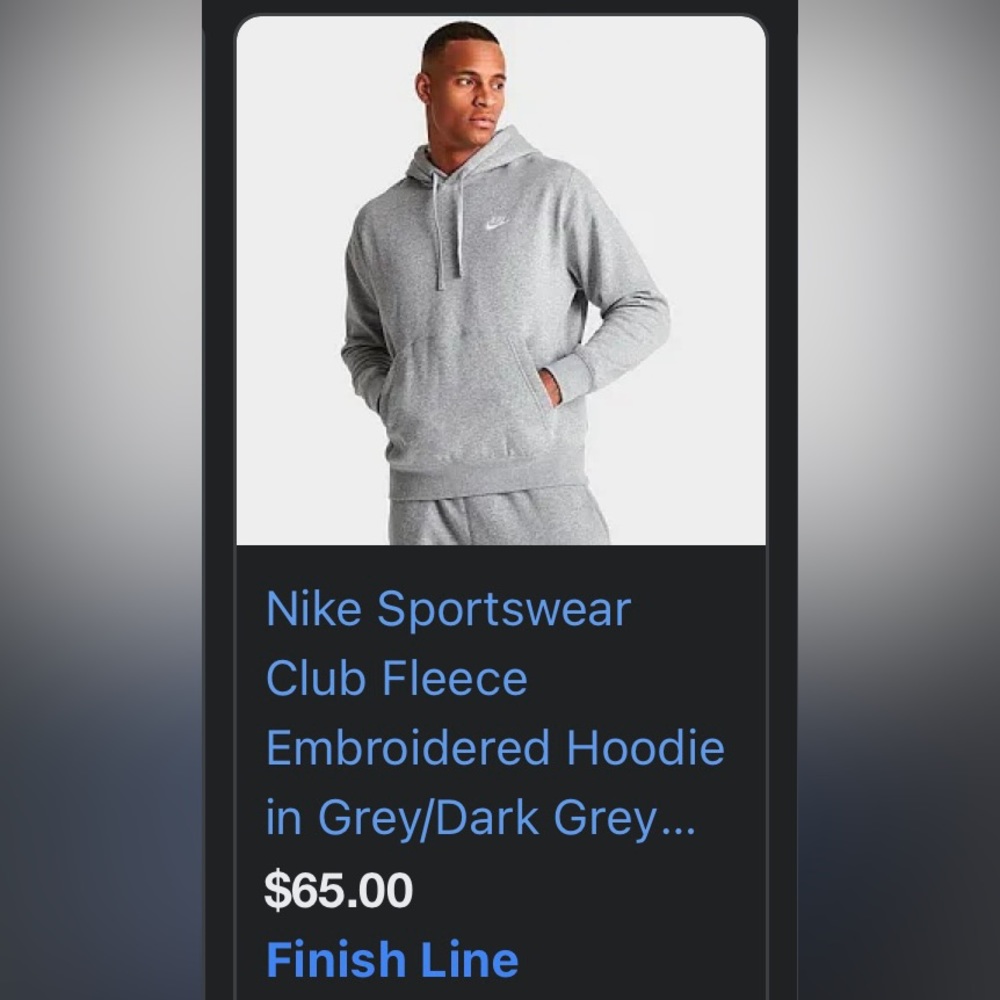 NWT - XL Men’s Nike Fleece Hoodie - Heather Grey